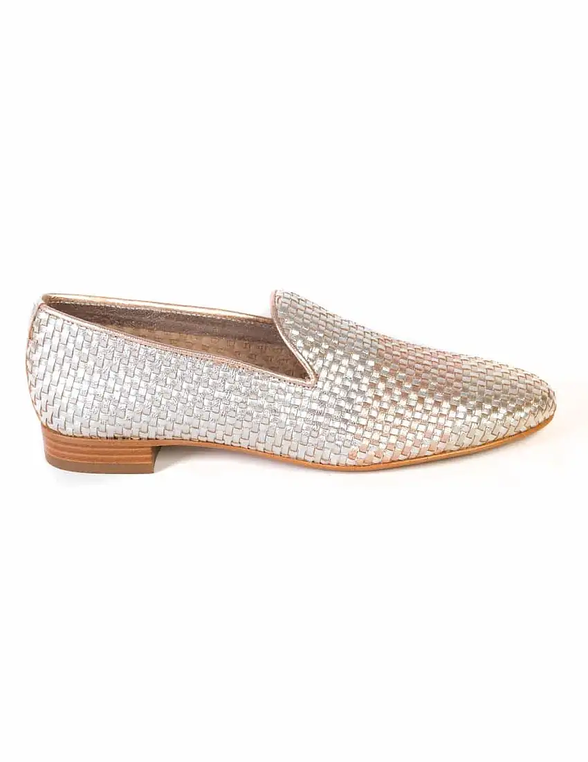 Mocasín mujer Pertini trenzado multi plata