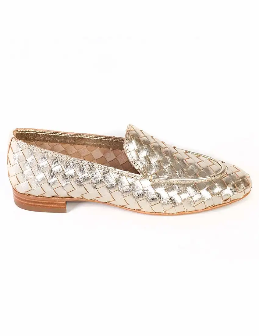 Mocasín mujer Pertini trenzado platino