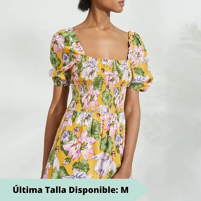 mono corto, mangas abullonadas, estampado flores, ysabel mora.