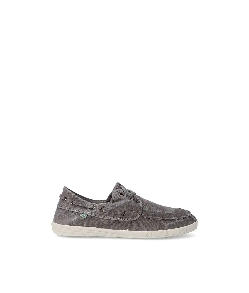 NATURAL WORLD Zapato náutico lona hombre WOR 303E GRIS