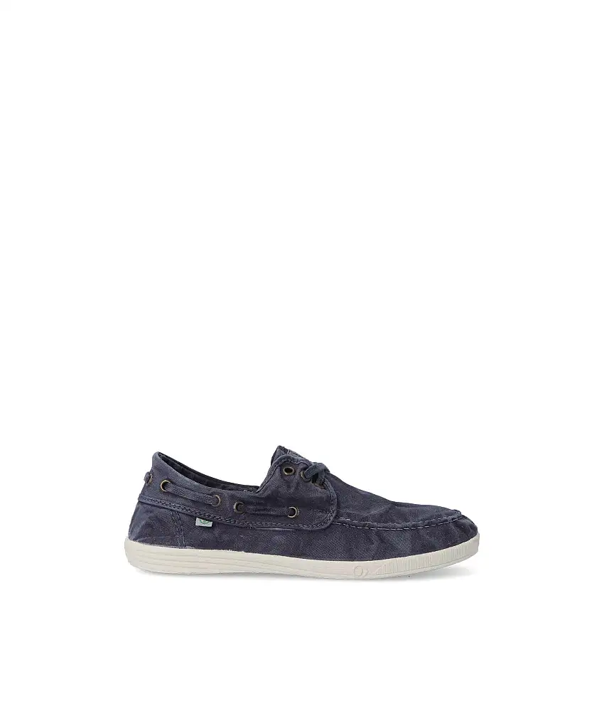 NATURAL WORLD Zapato náutico lona hombre WOR 303E MARINO