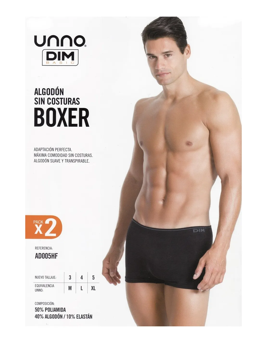 Pack 2 boxers DIM-UNNO poliamida algodon