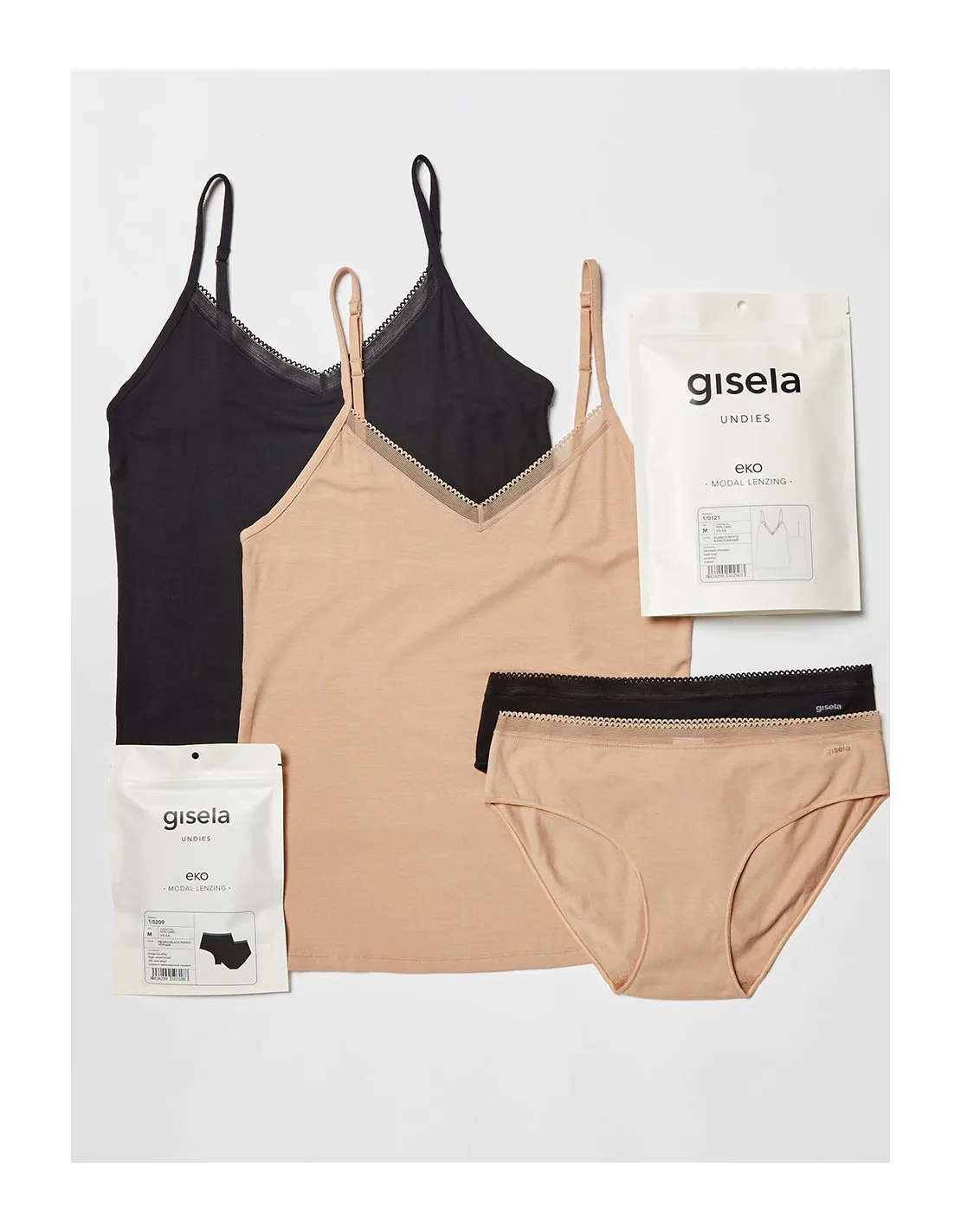 Pack ahorro 2 camisetas tirantes + 2 braguitas Modal Lenzing gisela