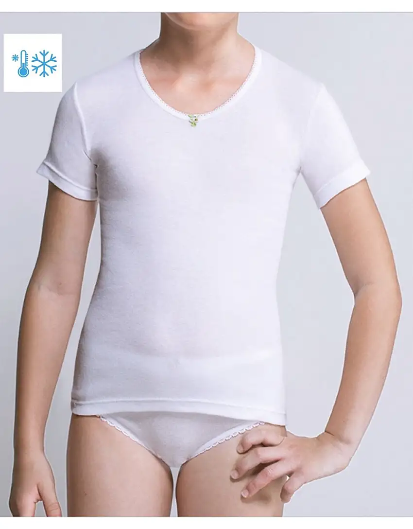 Pack x 3 AHORRO Camiseta TERMICA Manga corta niña 100% algodon