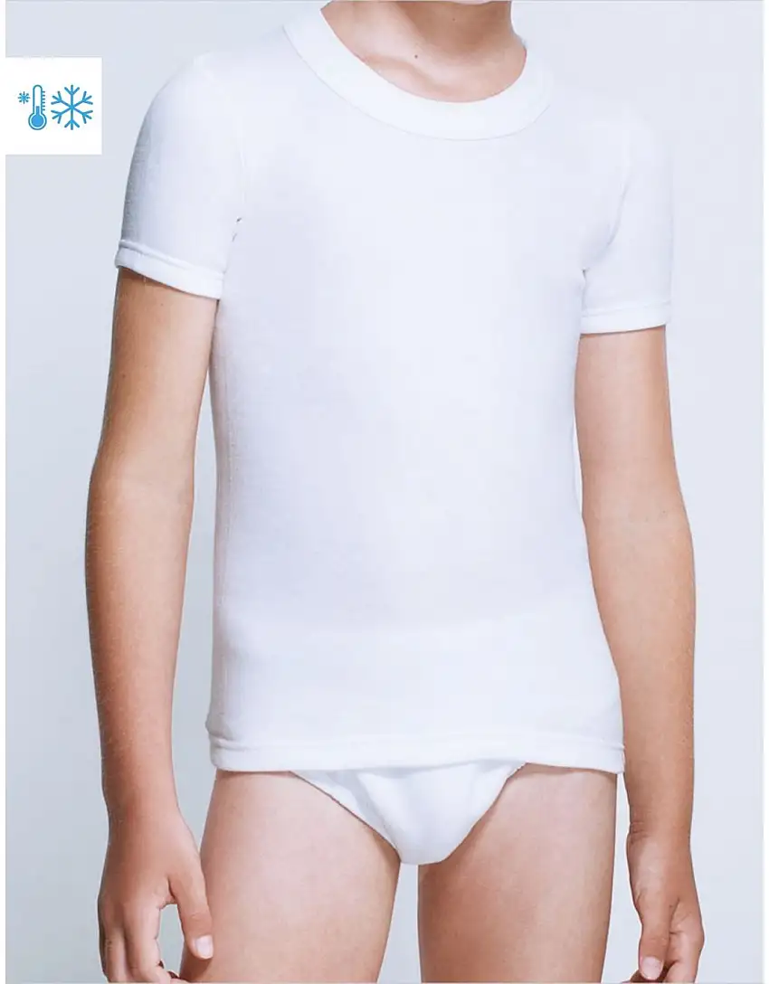 PACK X 3 Camisetas TERMICAS Manga corta Afelpada niño 100% algodon