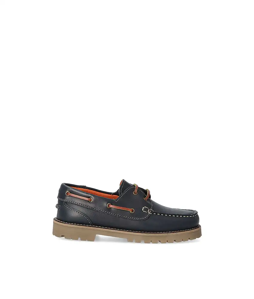 PEKES Zapato náutico piel niño SAK 025F MARINO