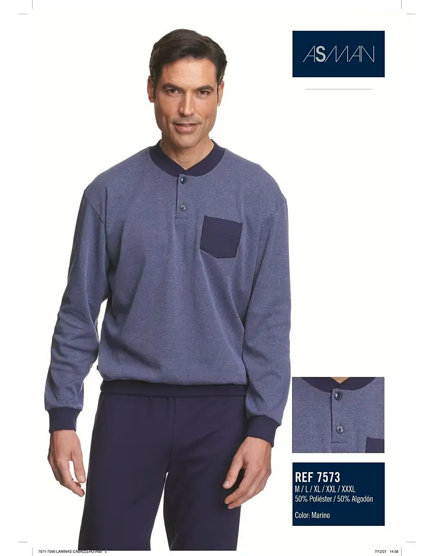 Pijama caballero liso bolsillo tapeta assman