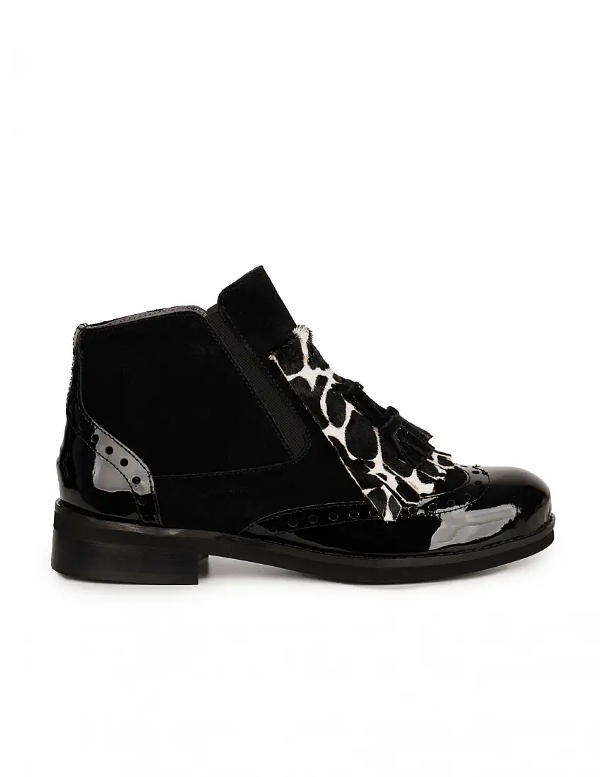 SALONISSIMOS Botines Charol Lengüeta Pelo