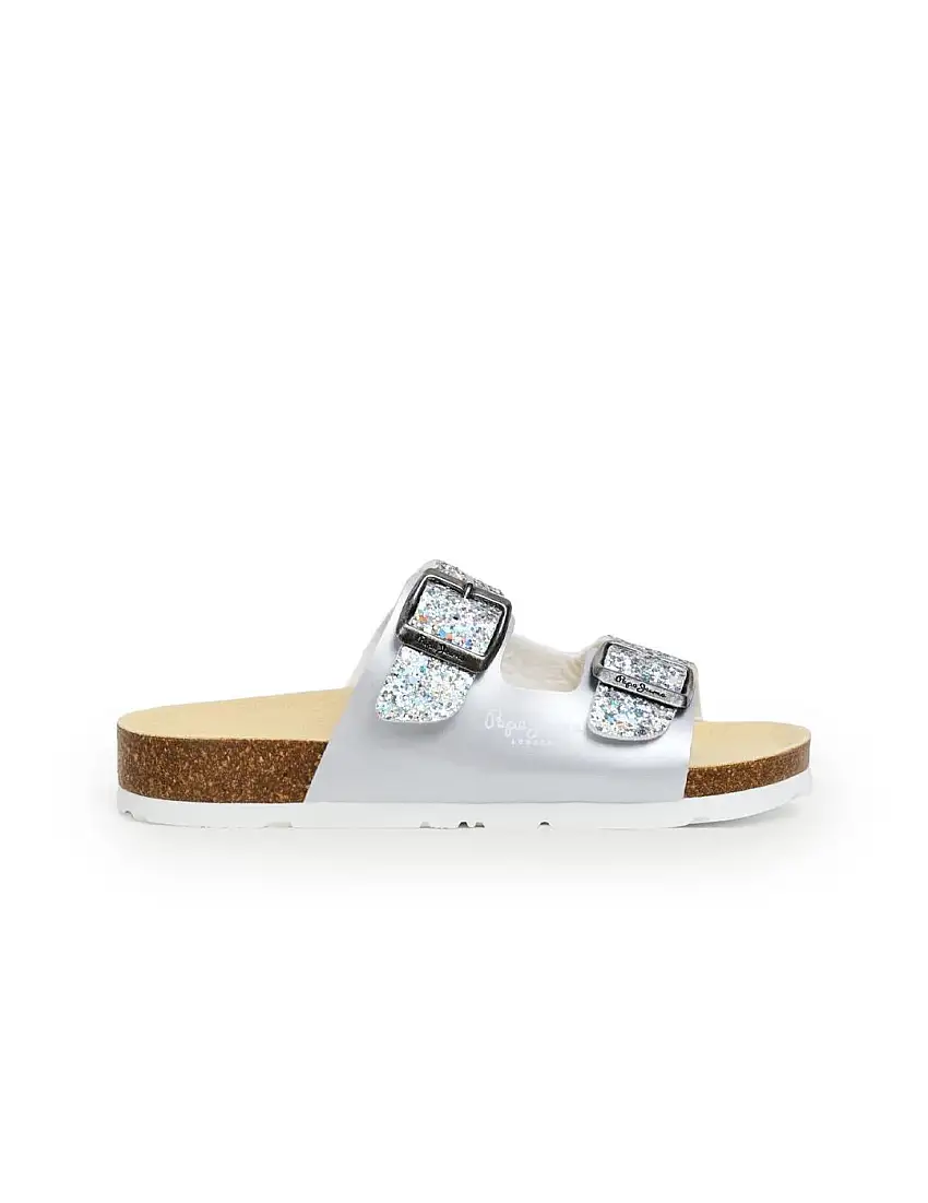 Sandalia Anatómica Pepe Jeans PGS80007 glitter plata niña