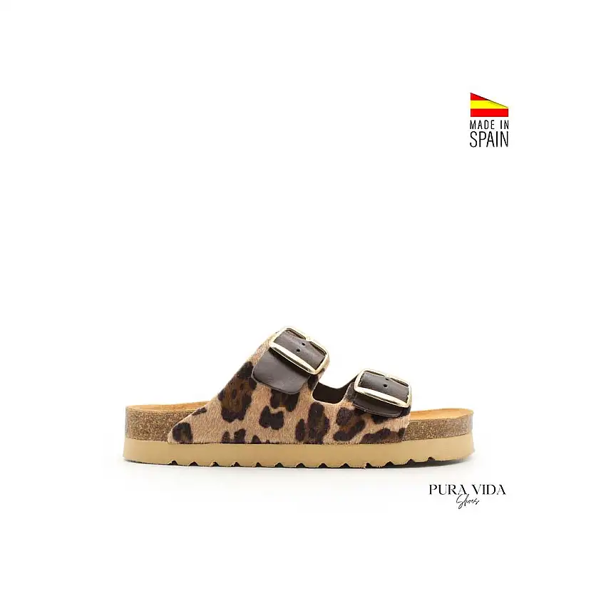 Sandalia bio hebillas marrón leopardo