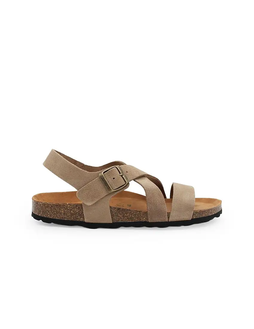 Sandalia Bio Talonera Hombre Autenti 7446 Serraje Topo