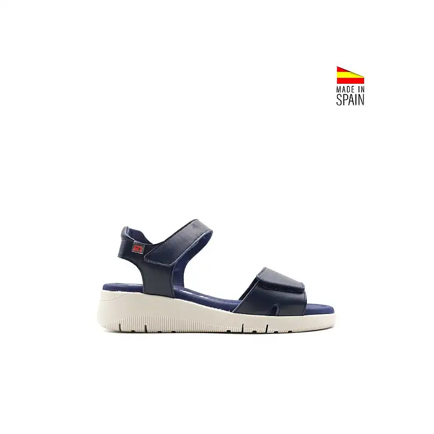 Sandalia casual velcros marino de piel