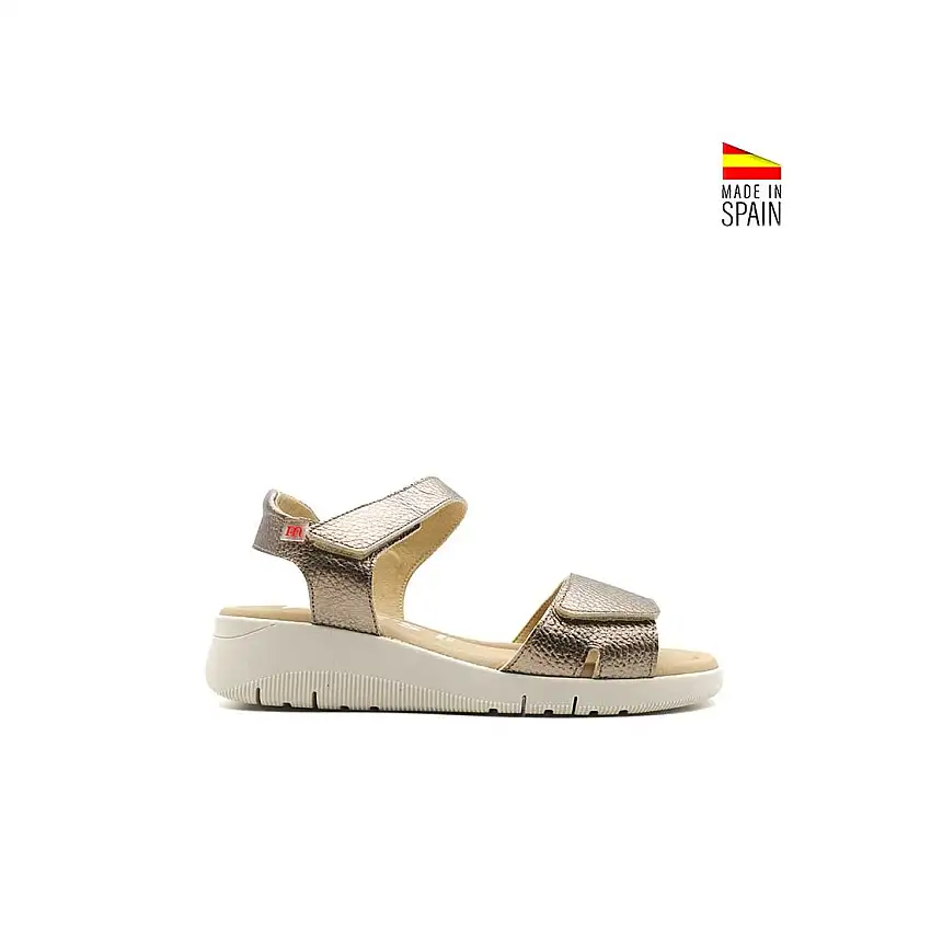 Sandalia casual velcros plomo de piel