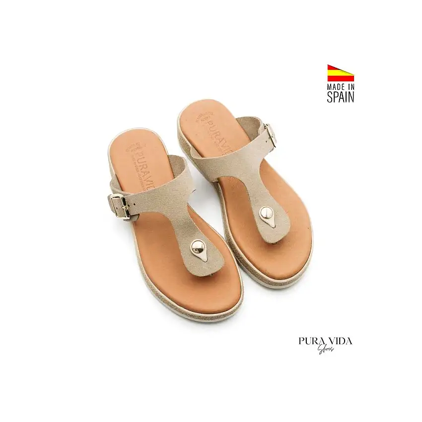 Sandalia esclava serraje beige
