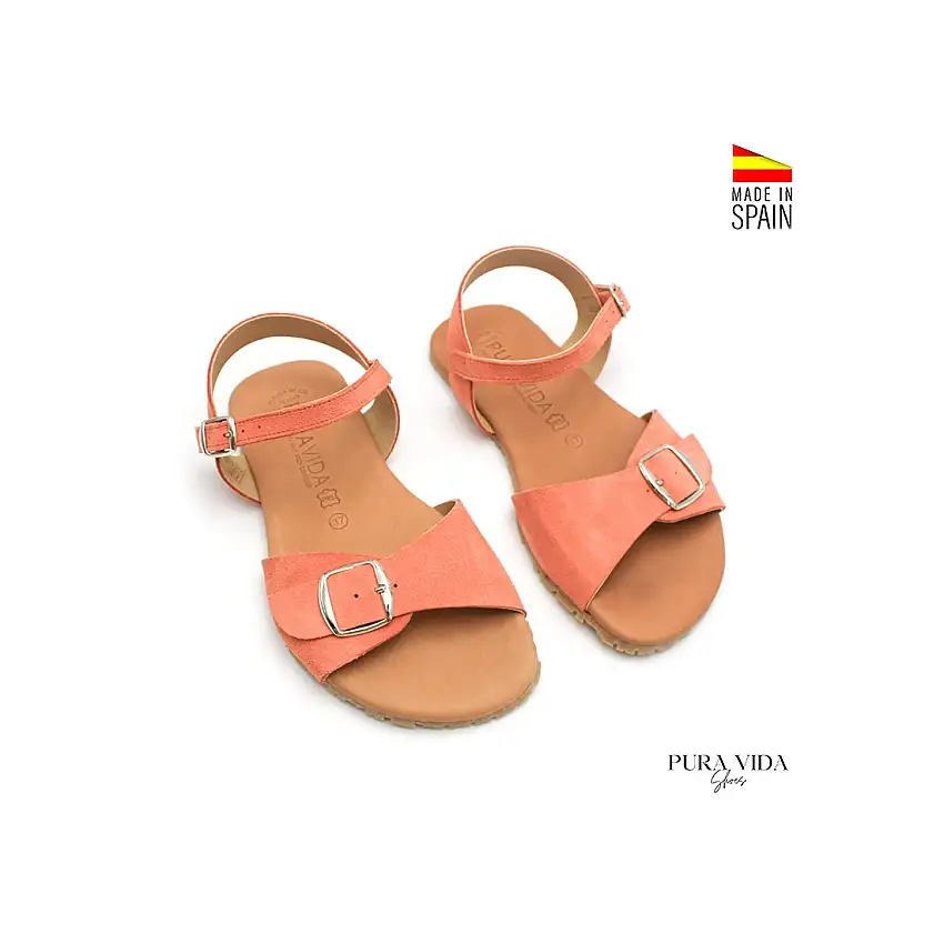 Sandalia barefoot coral de piel