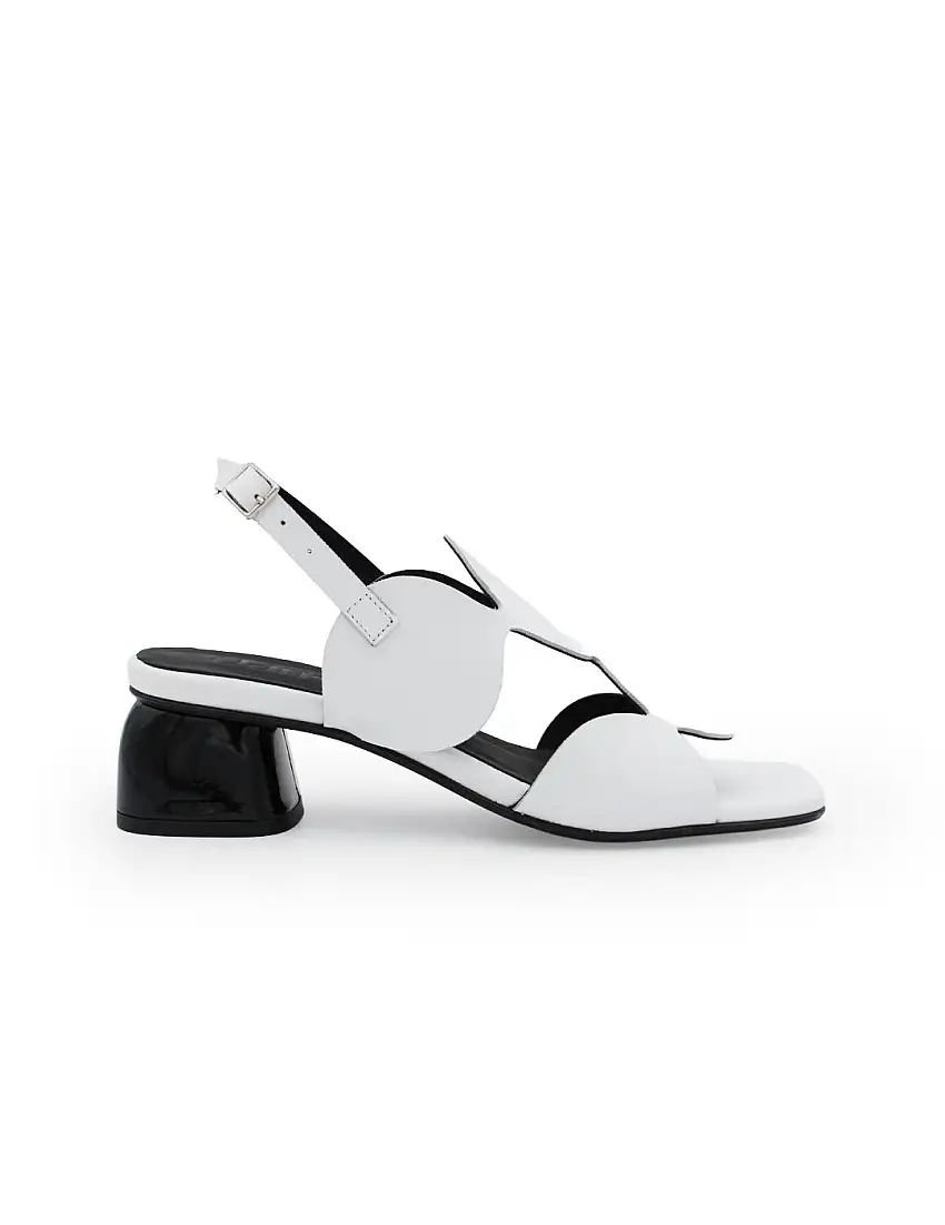 Sandalia Mujer Dansi 8316B Blanca Piel Diseño Geométrico