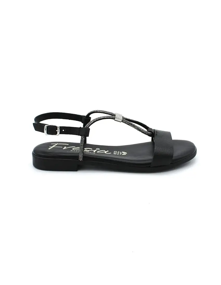 Sandalia Plana FRESIA 456 Negra Mujer.