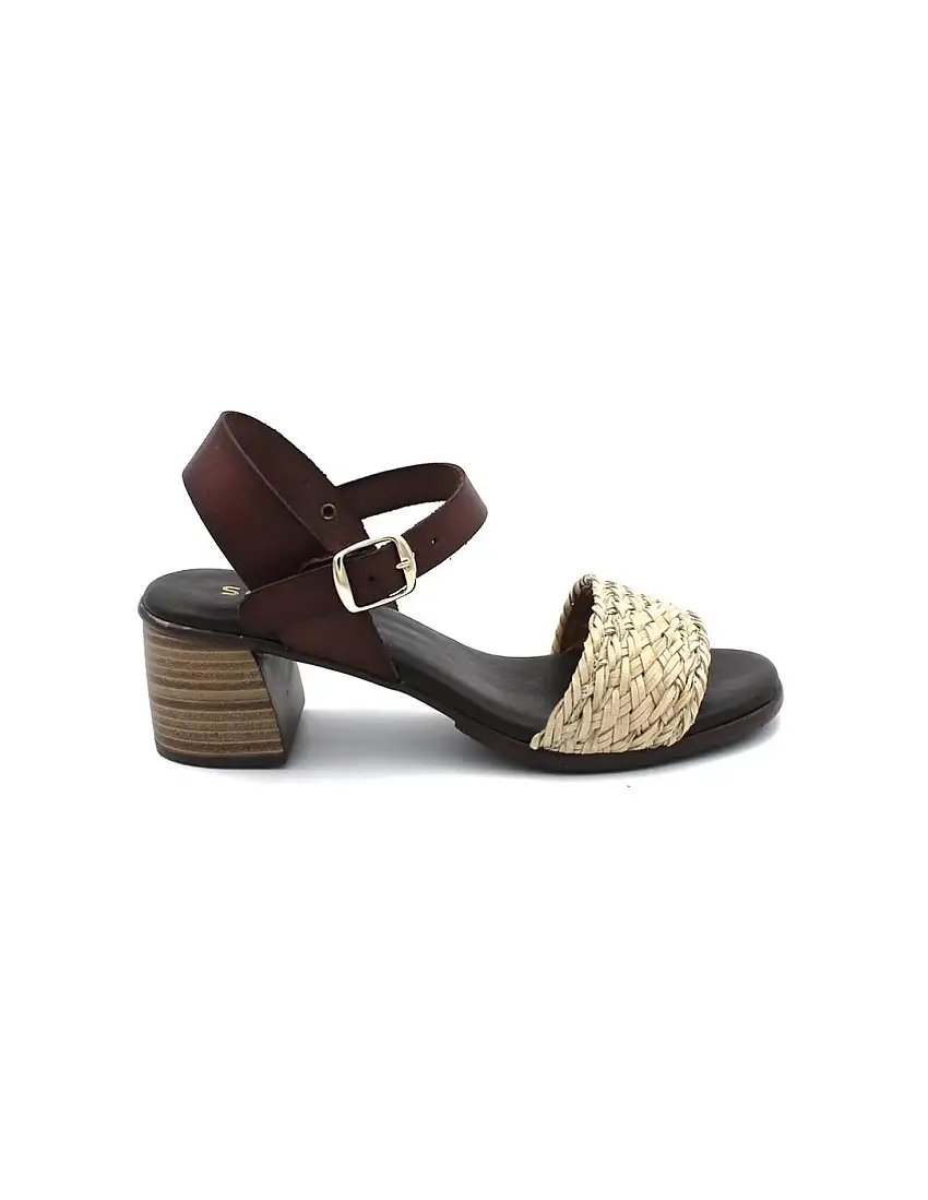 Sandalia Tacón STUDIO SCARPE SF-11493 Natural/Marrón Mujer