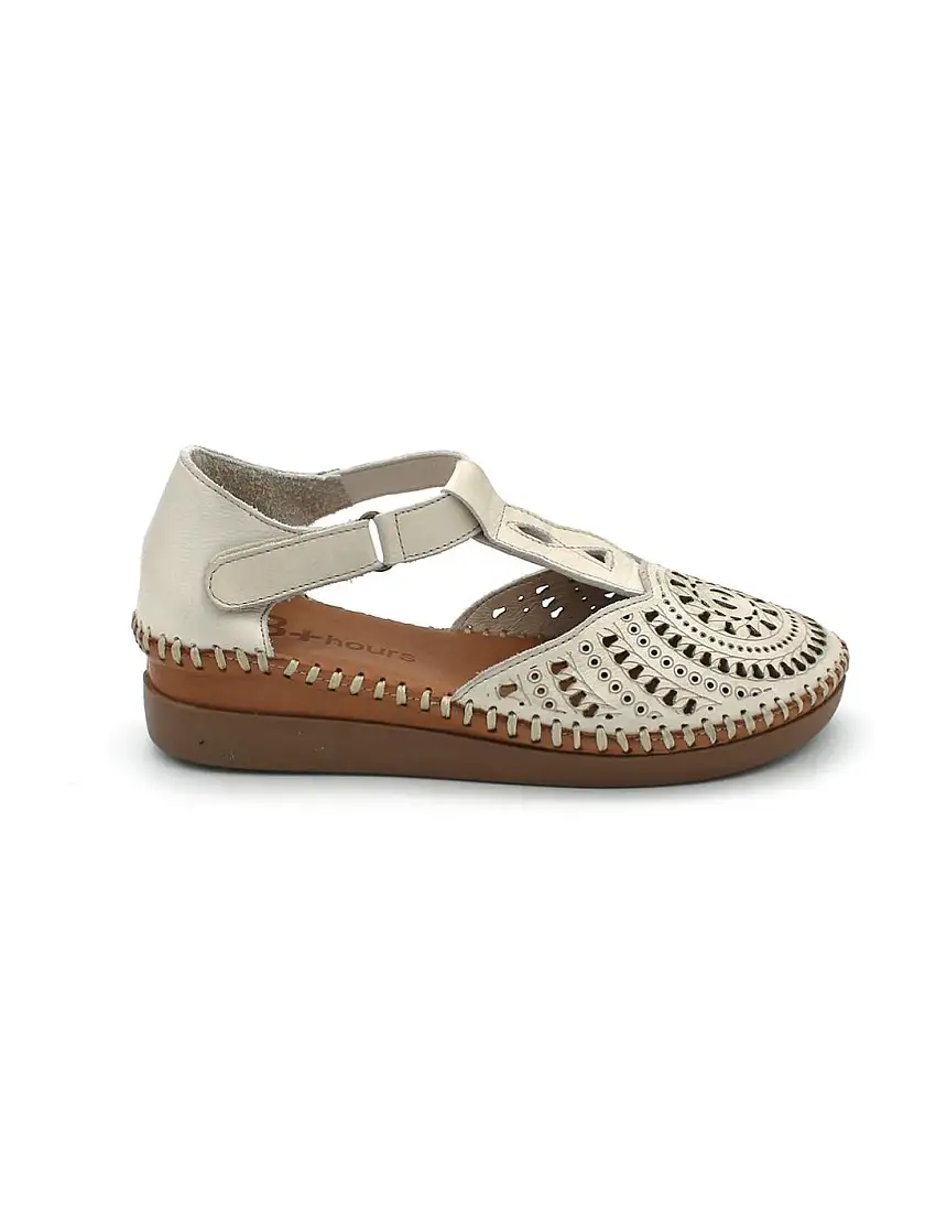 Sandalias 48 HORAS Crema/Cuero 514110-34 Mujer