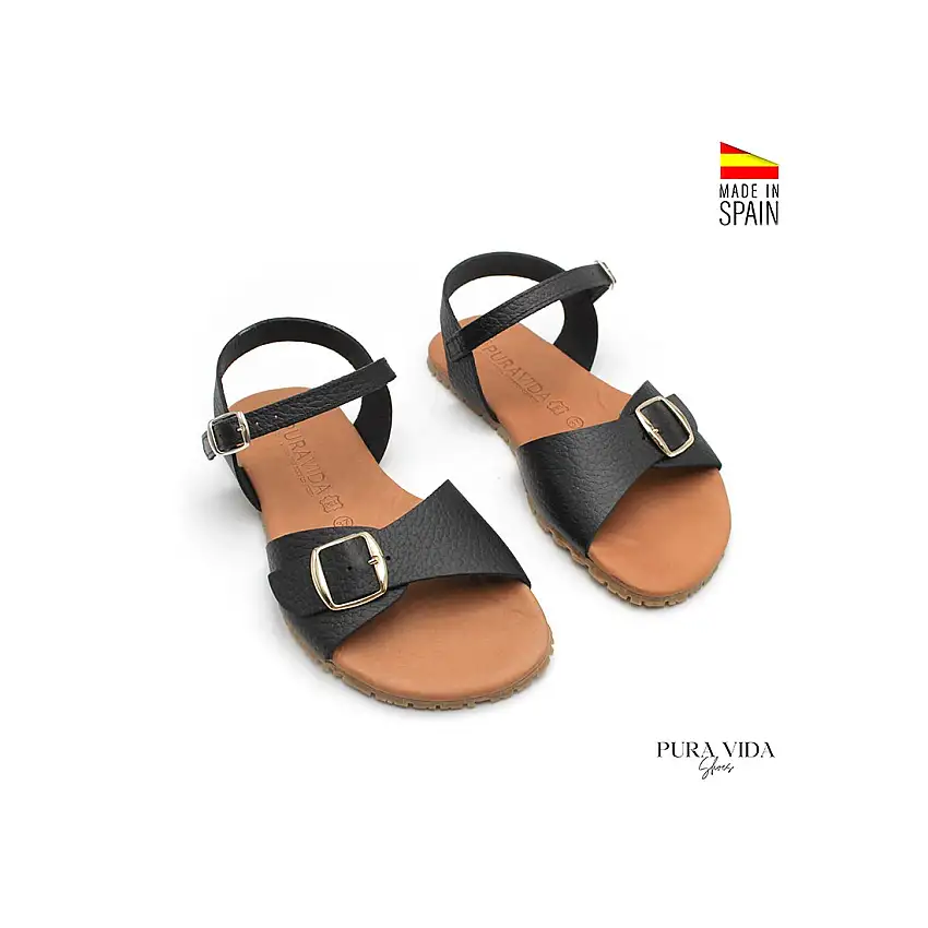 Sandalia barefoot negra de piel