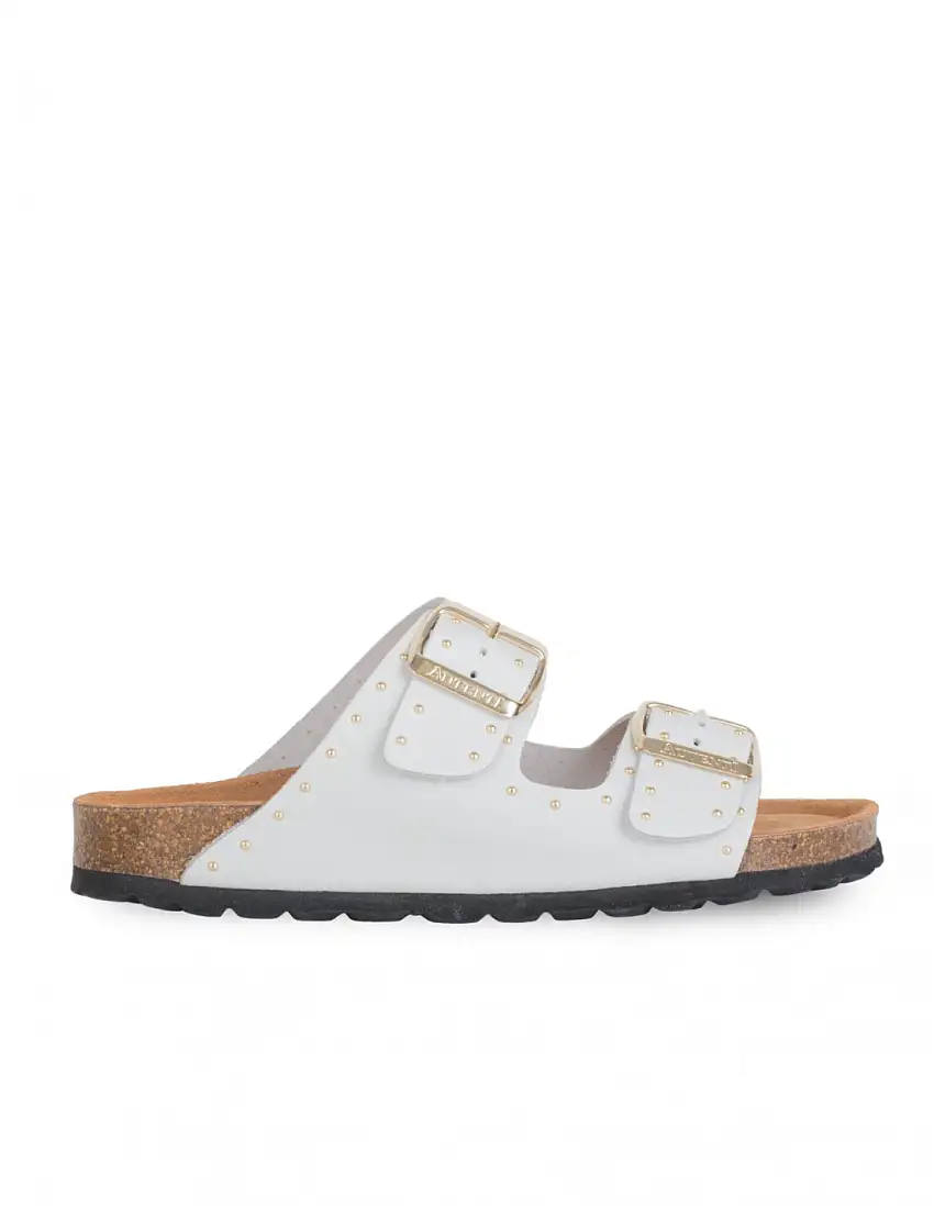 Sandalias Bio Hebillas Tachuelas Blancas AUTENTI
