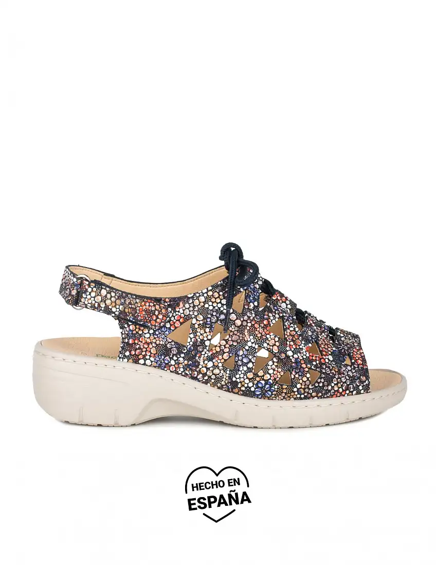 Sandalias Cuña Estampadas Flores