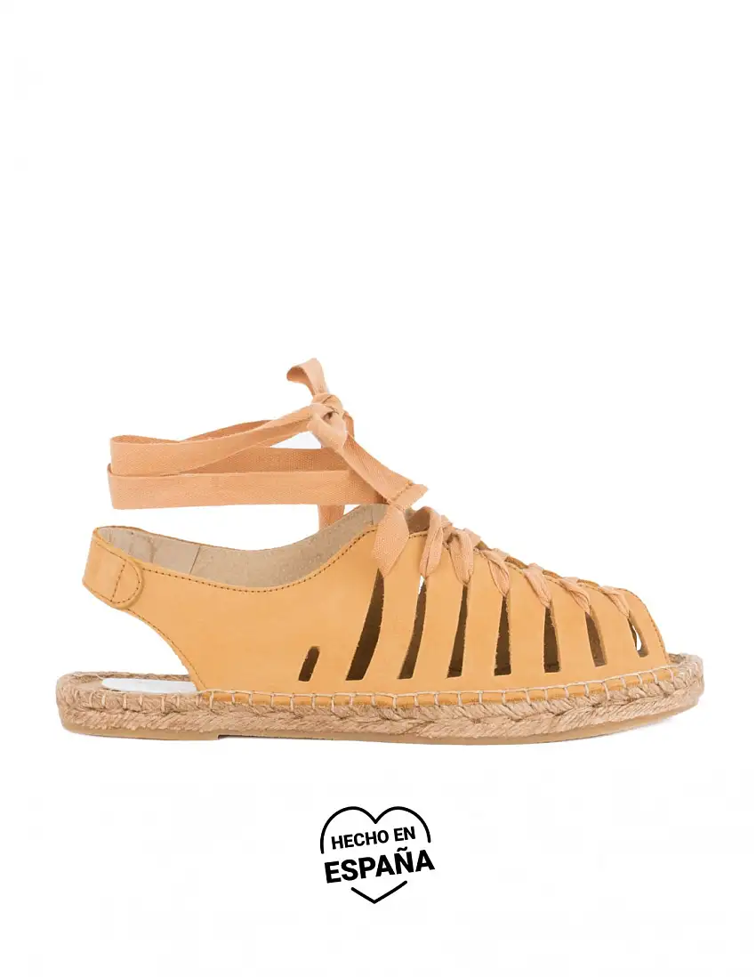 Sandalias Esparto Cordones PERA LIMONERA Mostaza