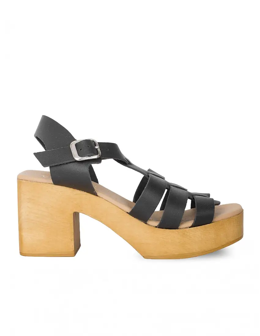 Sandalias Madera Cangrejeras Negras