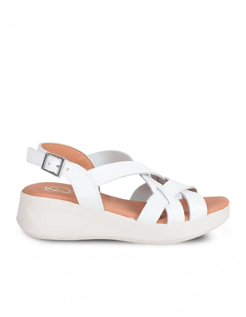 Sandalias Piel Cuña Baja Blancas PERA LIMONERA