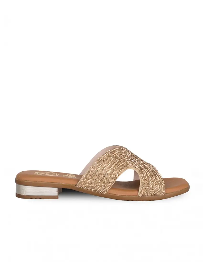 Sandalias Planas Brillantes Bronce PERA LIMONERA