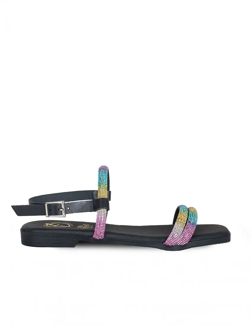 Sandalias Planas Brillos Multicolor PERA LIMONERA