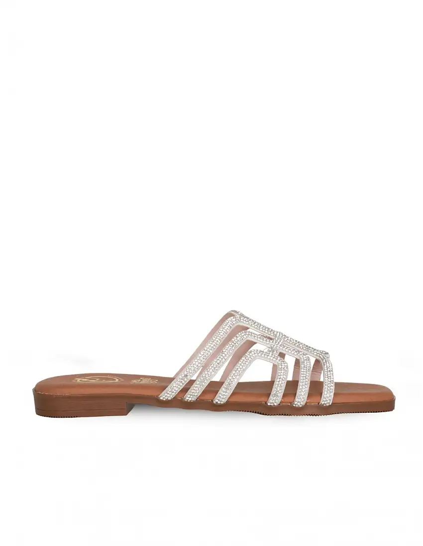 Sandalias Planas Brillos Plata PERA LIMONERA