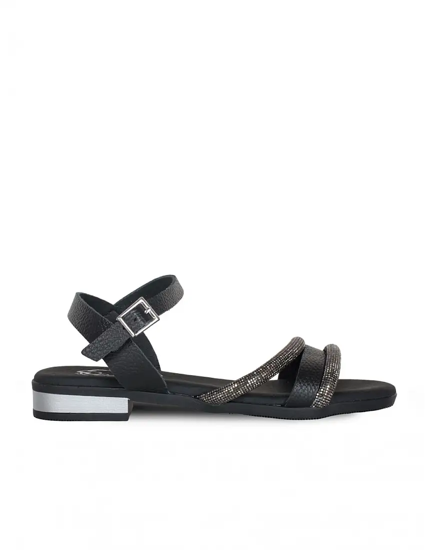 Sandalias Planas Negras Brillos PERA LIMONERA