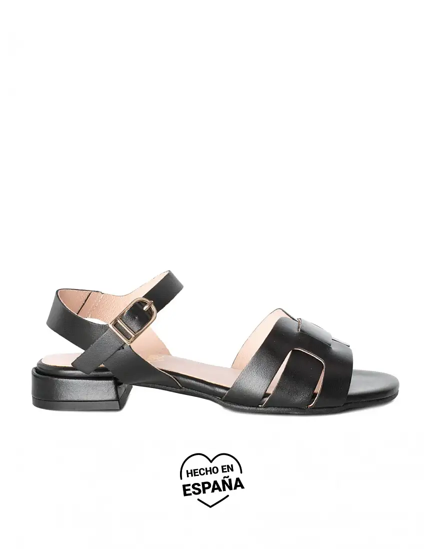 Sandalias Planas Piel Negras PERA LIMONERA