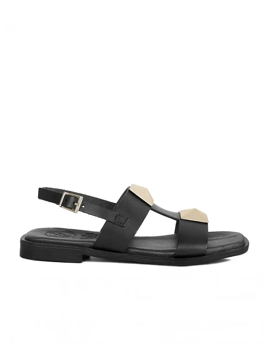Sandalias Planas Tachuelas Negras PERA LIMONERA