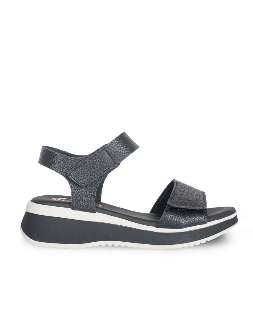 Sandalias Velcro Cuña Negras PERA LIMONERA