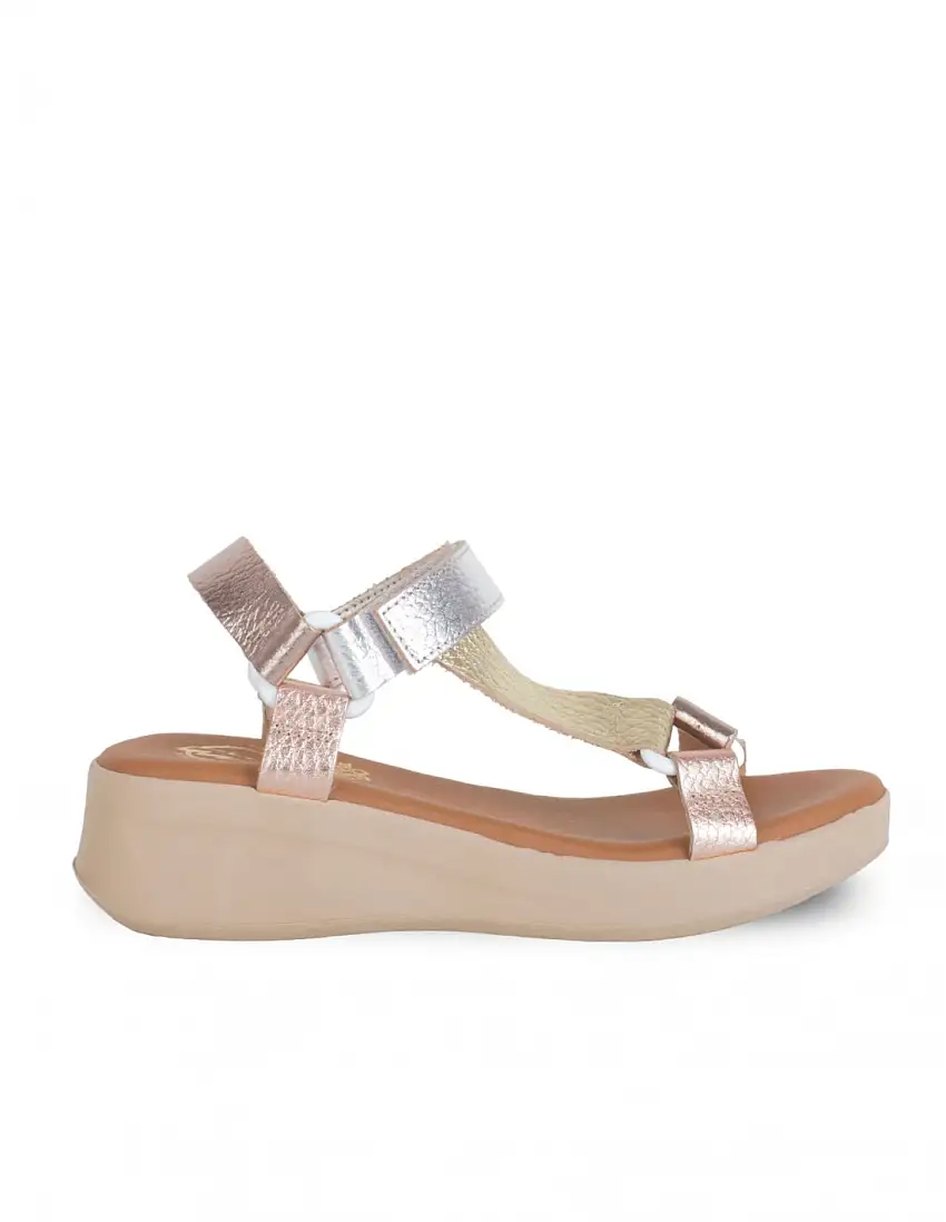 Sandalias Velcro Piel Metalizada PERA LIMONERA