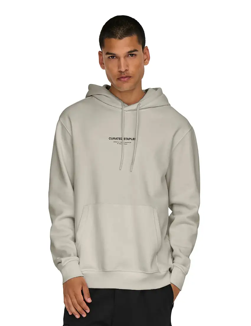 Sudadera Capucha ONLY&SONS Curated Beige
