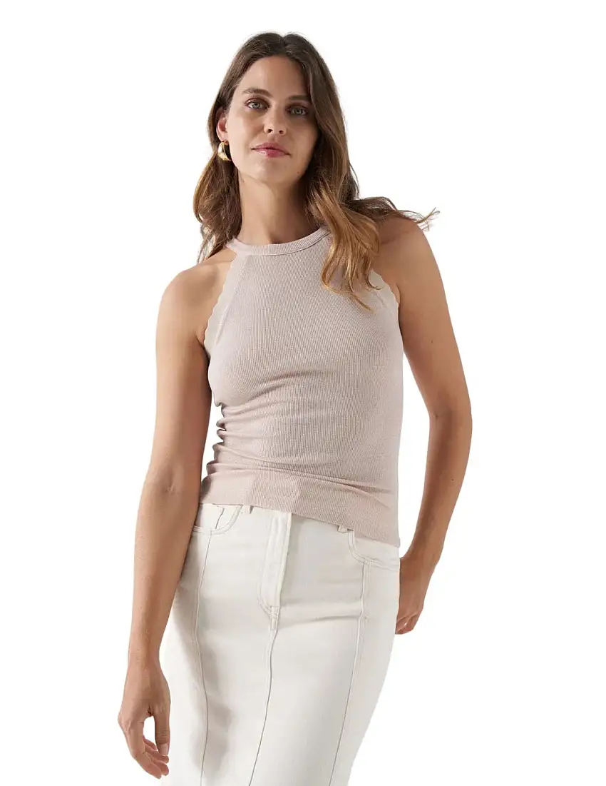 Top De Punto De Lurex Salsa Jeans Rosa Palo