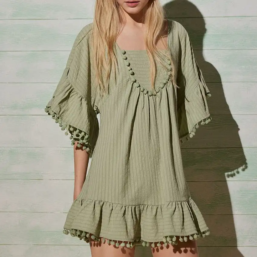 vestido corto, estampado rayas, ysabel mora.