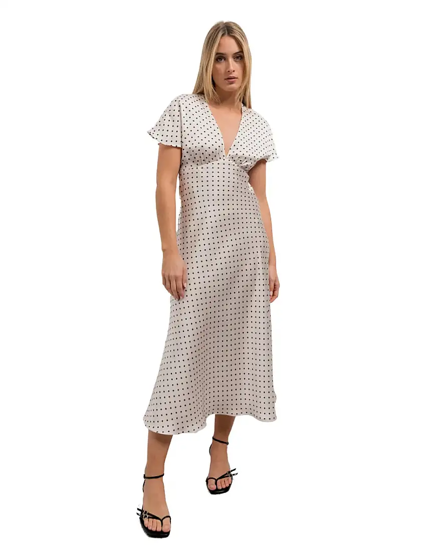 Vestido Satinado Lunares BdeF Crudo