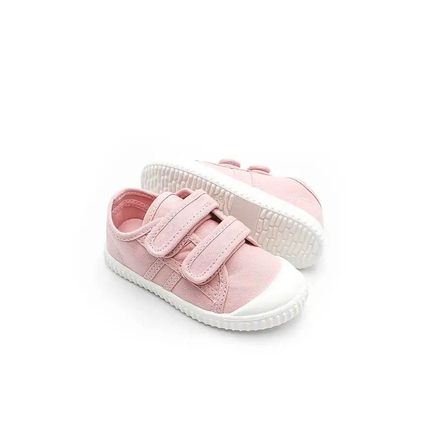 Bamba lona rosa velcros kids
