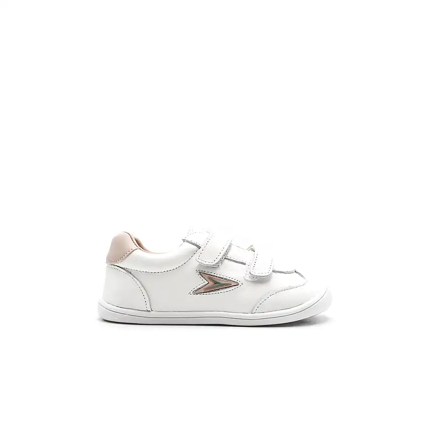 Zapatilla speed blanca y rosa barefoot de piel