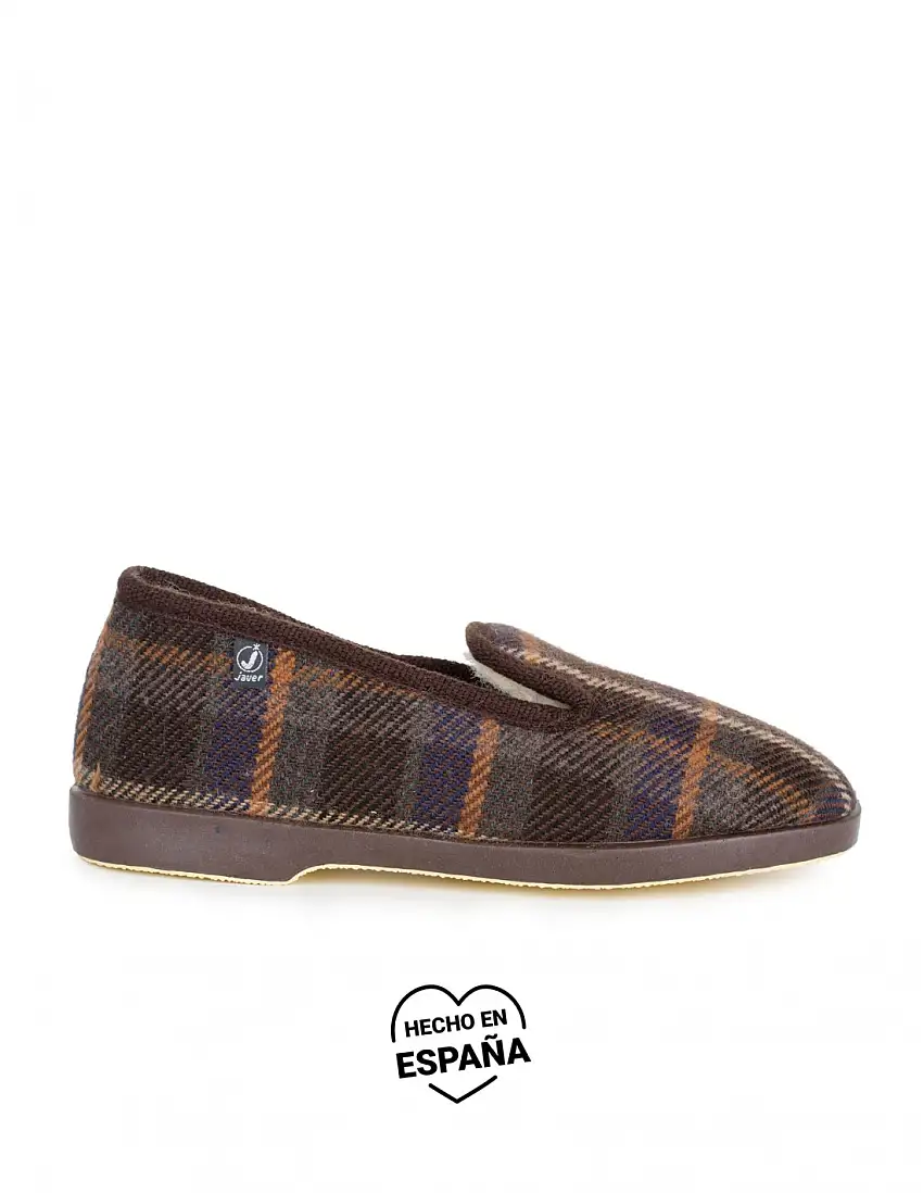 Zapatillas Casa Lana Cuadros Marrón