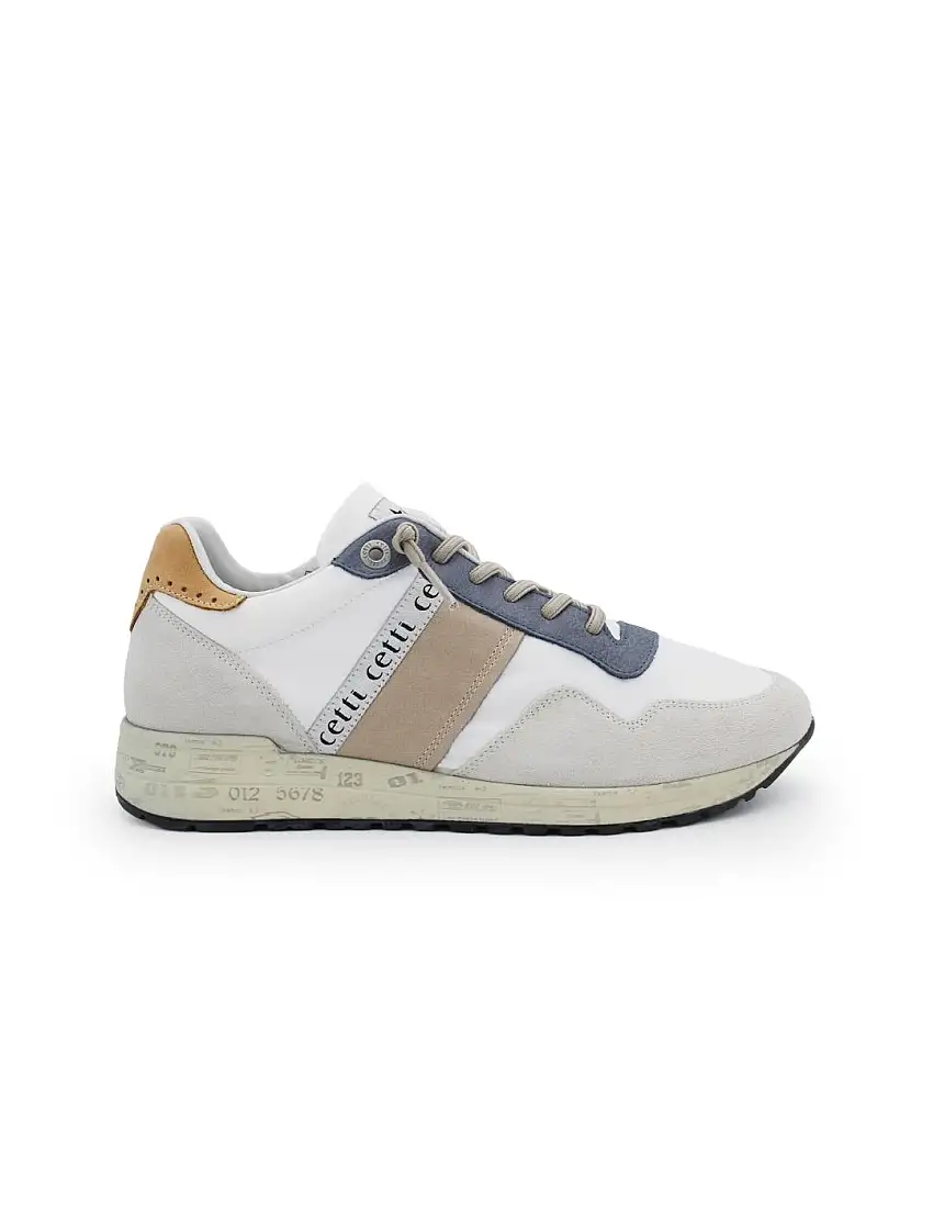 Zapatillas Cetti Hombre C-1370 Blanco Sneaker de Ante-Mesh