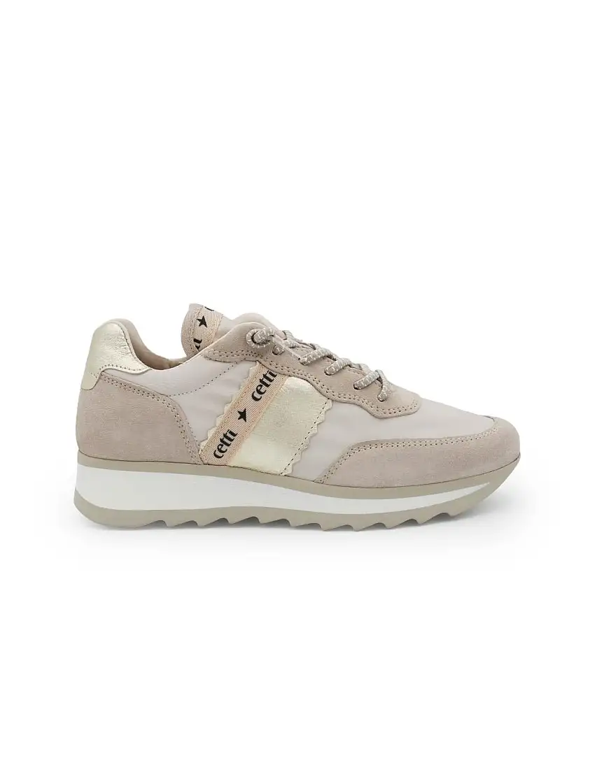 Zapatillas Cetti Mujer C-849 Ante-Mesh Caliza Sneaker Beige