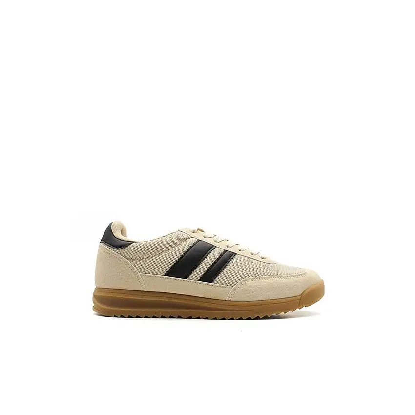 Zapatillas sneakers beige rayas laterales