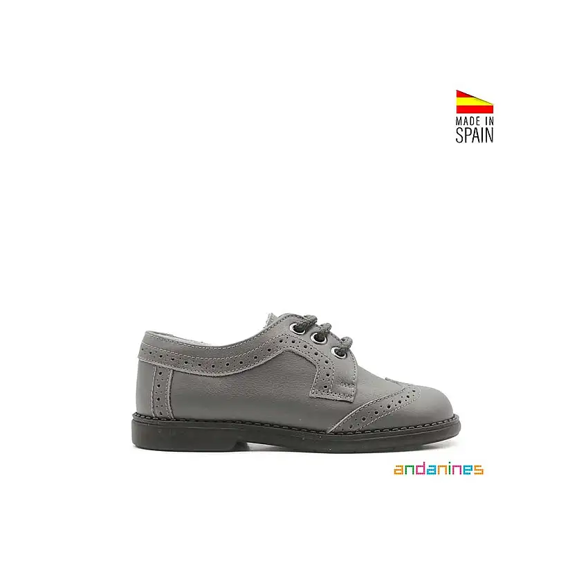 Zapato blucher gris piel