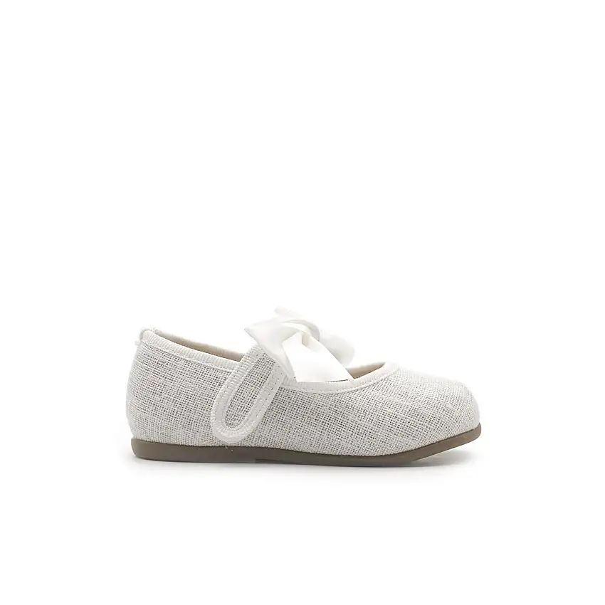 Zapato brillos lino blanco