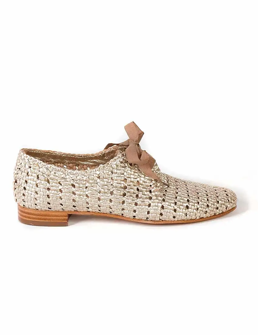 Zapato cordones mujer Pertini platino